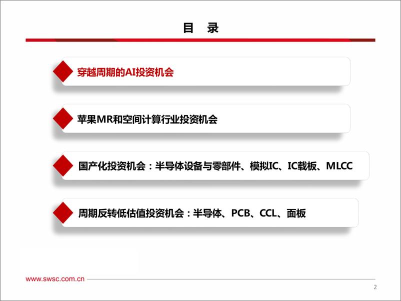 《电子行业2023年中期投资策略：珍惜估值底部的高胜率布局机会，重视AI、MR、低估值和国产化方向-20230714-西南证券-76页》 - 第4页预览图