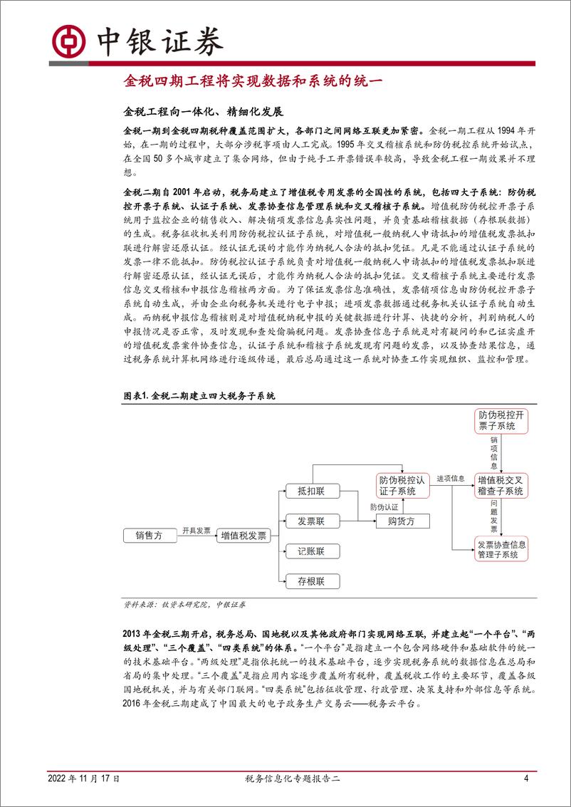 《计算机行业税务信息化专题报告二：细探金税四期，供应商集中化和跨部门联动是新机遇-20221117-中银国际-23页》 - 第5页预览图