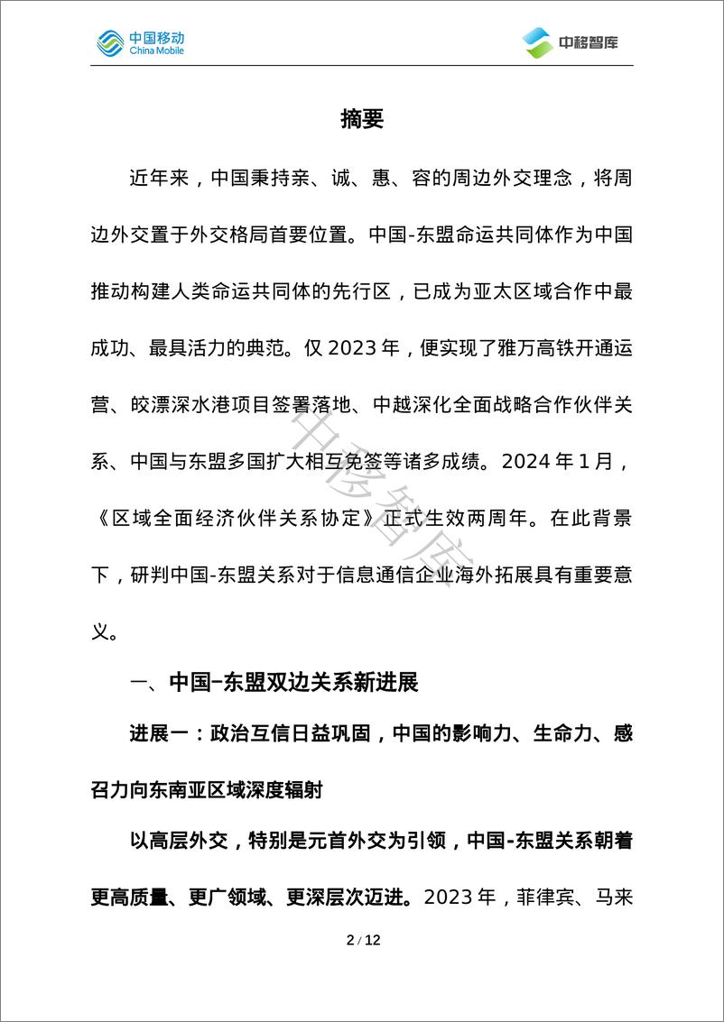 《中国-东盟双边关系新进展及国际化拓展建议-12页》 - 第2页预览图