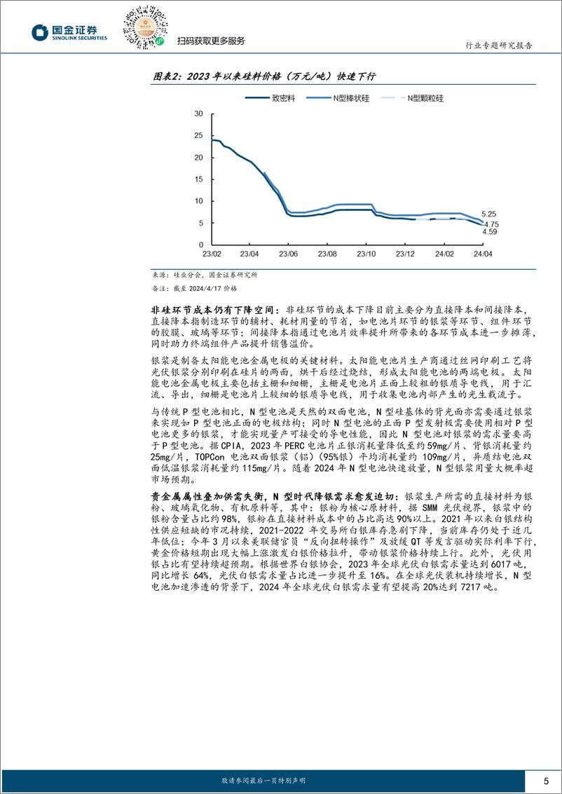 《国金证券-电力设备与新能源行业研究：高效太阳能电池系列深度-六-：0BB工艺专题：从可选到必选，N型组件降本增效最优解》 - 第5页预览图