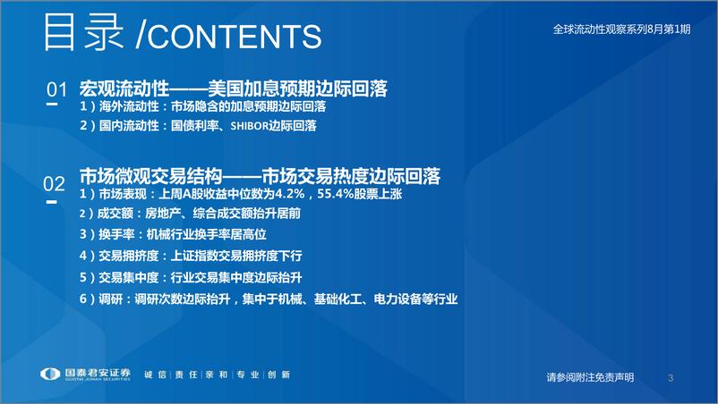 《全球流动性观察系列8月第1期：杠杆资金流入成长板块-20220802-国泰君安-57页》 - 第4页预览图