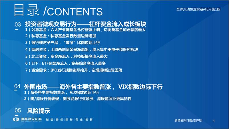 《全球流动性观察系列8月第1期：杠杆资金流入成长板块-20220802-国泰君安-57页》 - 第5页预览图