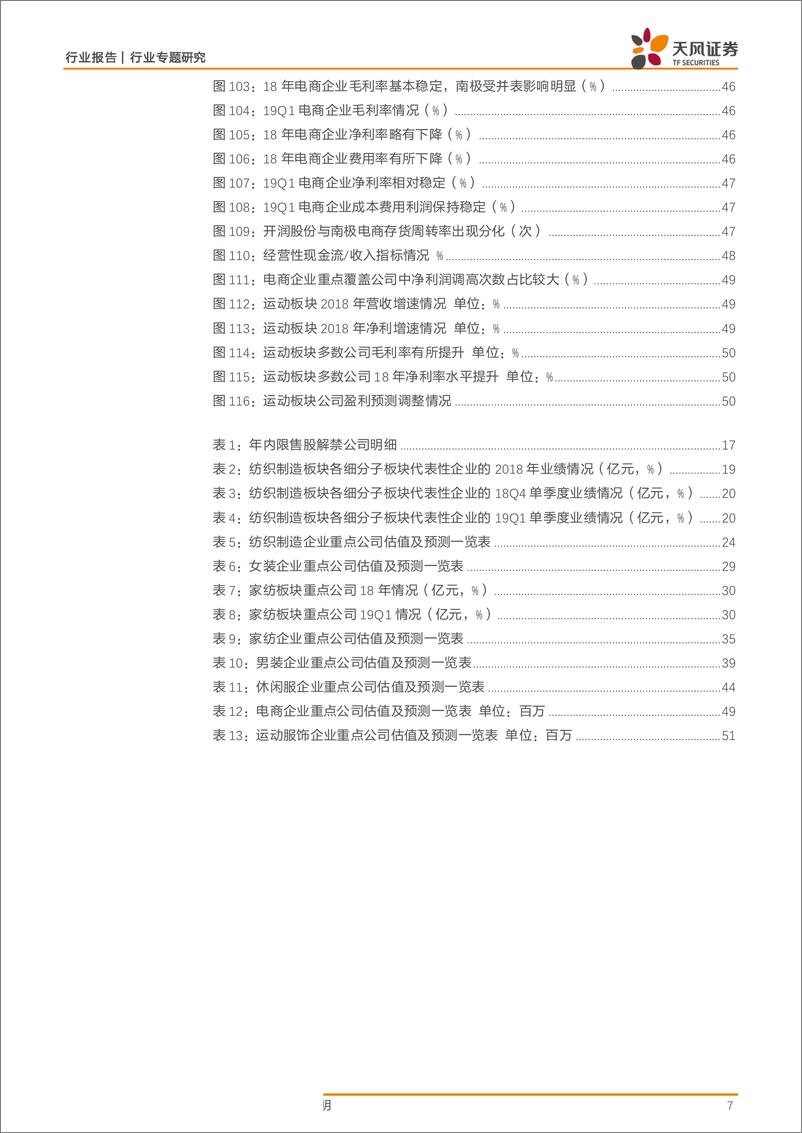 《纺织服装行业年报及一季报总结：18年电商和运动服饰子行业高增长，全行业19Q1业绩有所回暖-20190513-天风证券-63页》 - 第8页预览图