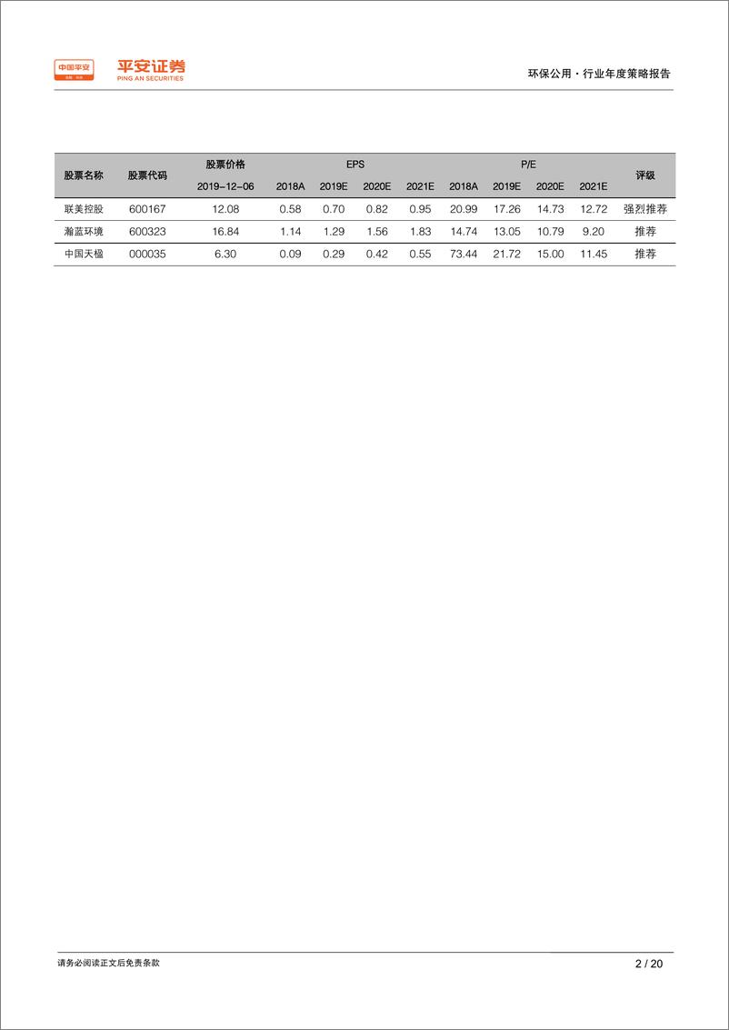 《环保公用行业2020年度策略报告：现金流企稳近在咫尺，新核心资产即将崛起-20191208-平安证券-20页》 - 第3页预览图