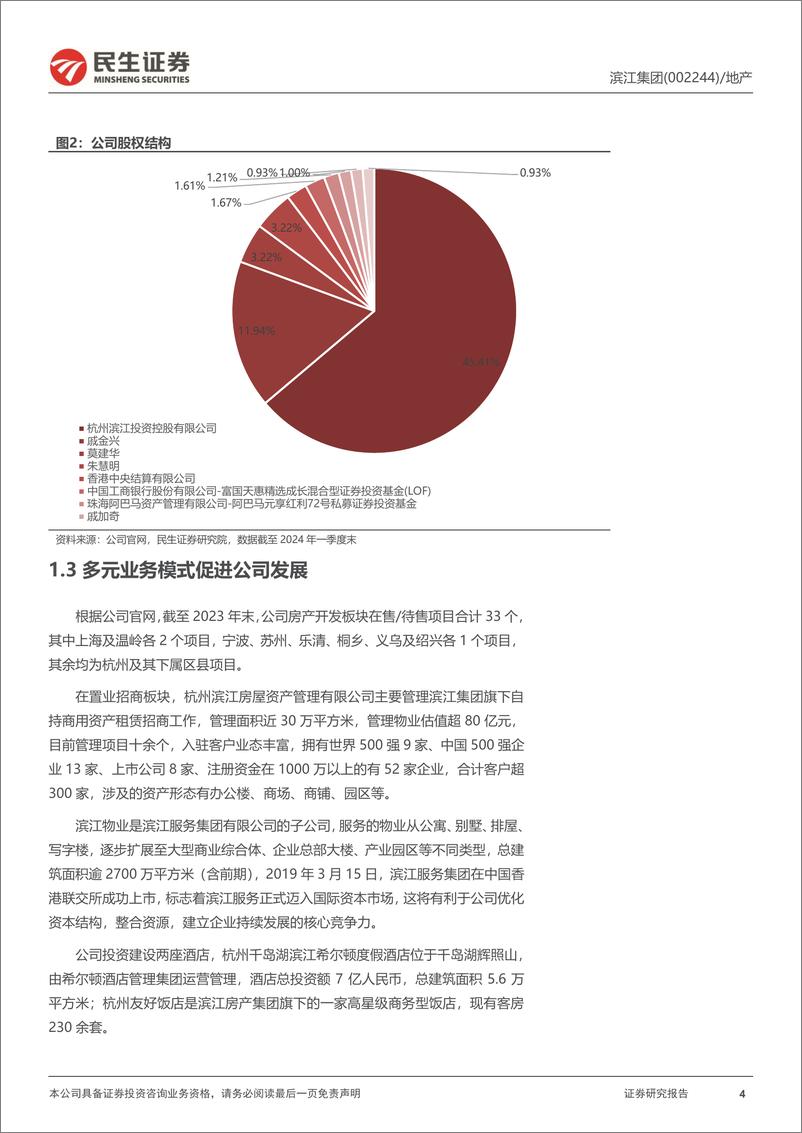 《滨江集团(002244)深度报告：持续深耕杭州市场，“主动卧倒、匍匐前进”-240730-民生证券-21页》 - 第4页预览图