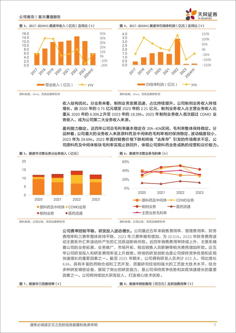 《美诺华(603538)大客户合作持续深化，API品种有望迎来利润释放-241023-天风证券-23页》 - 第7页预览图