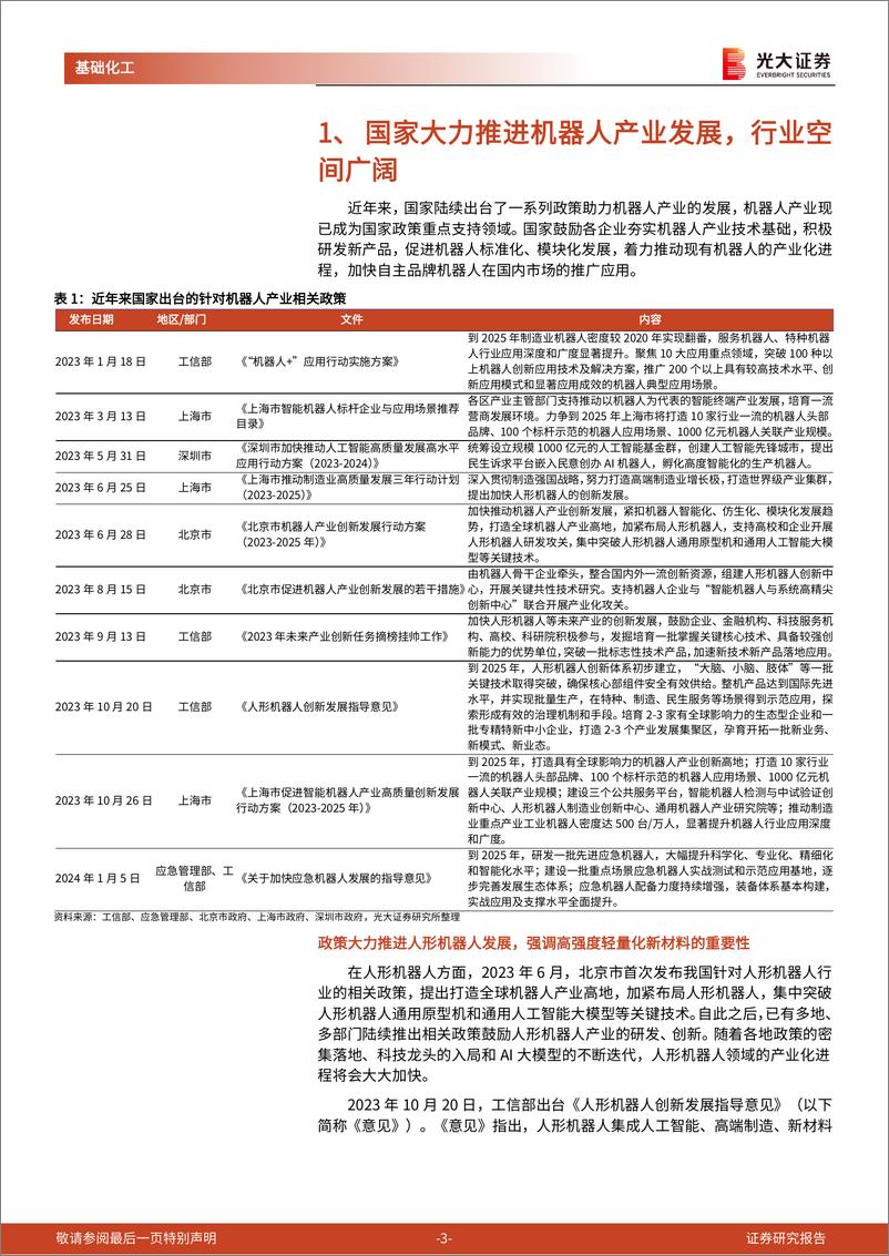 《PEEK（聚醚醚酮）系列报告之四：人形机器人政策与产业齐发力，PEEK轻量化潜在空间广阔》 - 第3页预览图