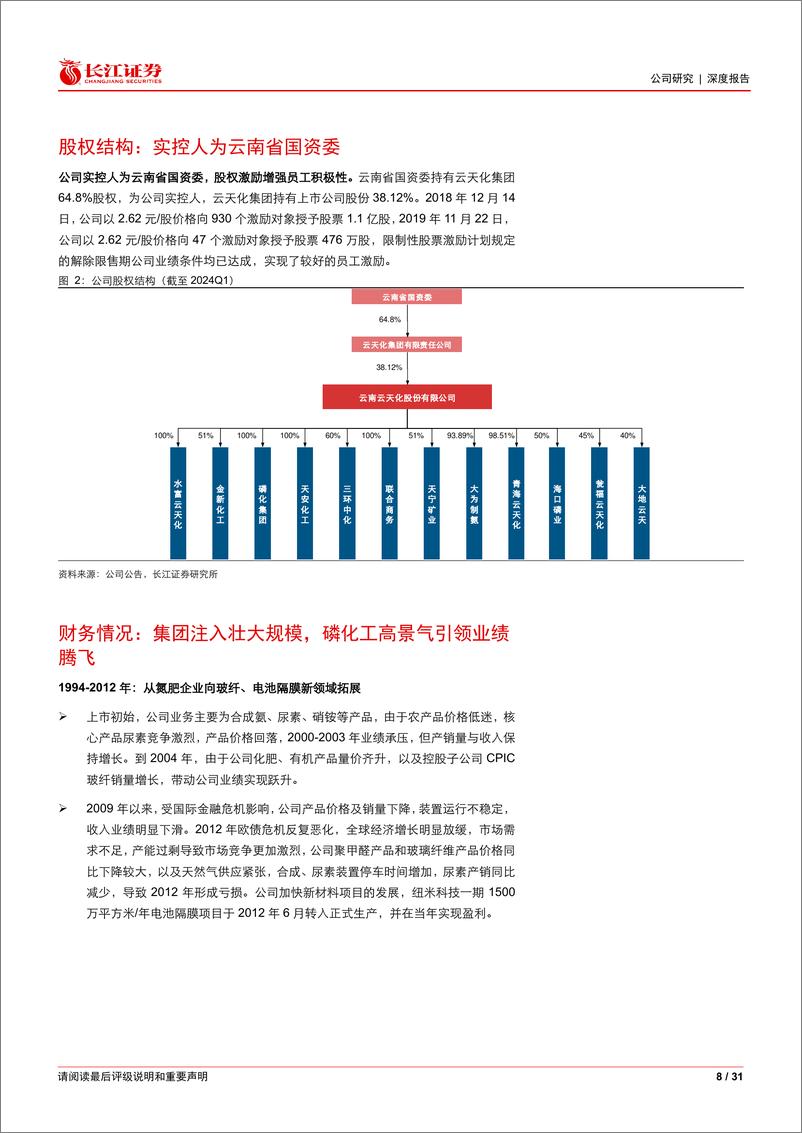 《云天化(600096)资源一体化，公司行稳致远-240529-长江证券-31页》 - 第8页预览图