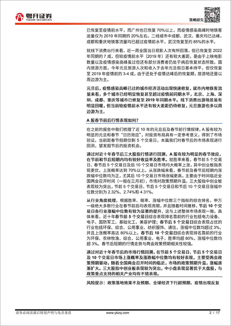 《【粤开策略大势研判】经济活动逐步回暖，节后春季躁动可期-20230115-粤开证券-17页》 - 第3页预览图