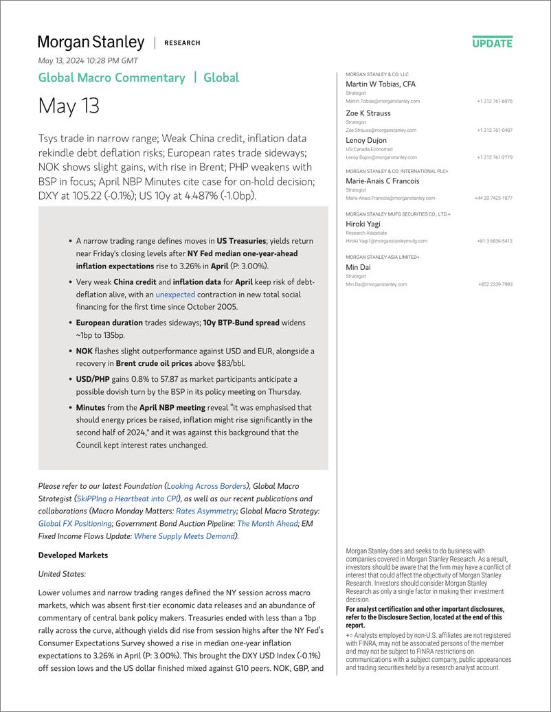 《Morgan Stanley Fixed-Global Macro Commentary May 13-108209063》 - 第1页预览图