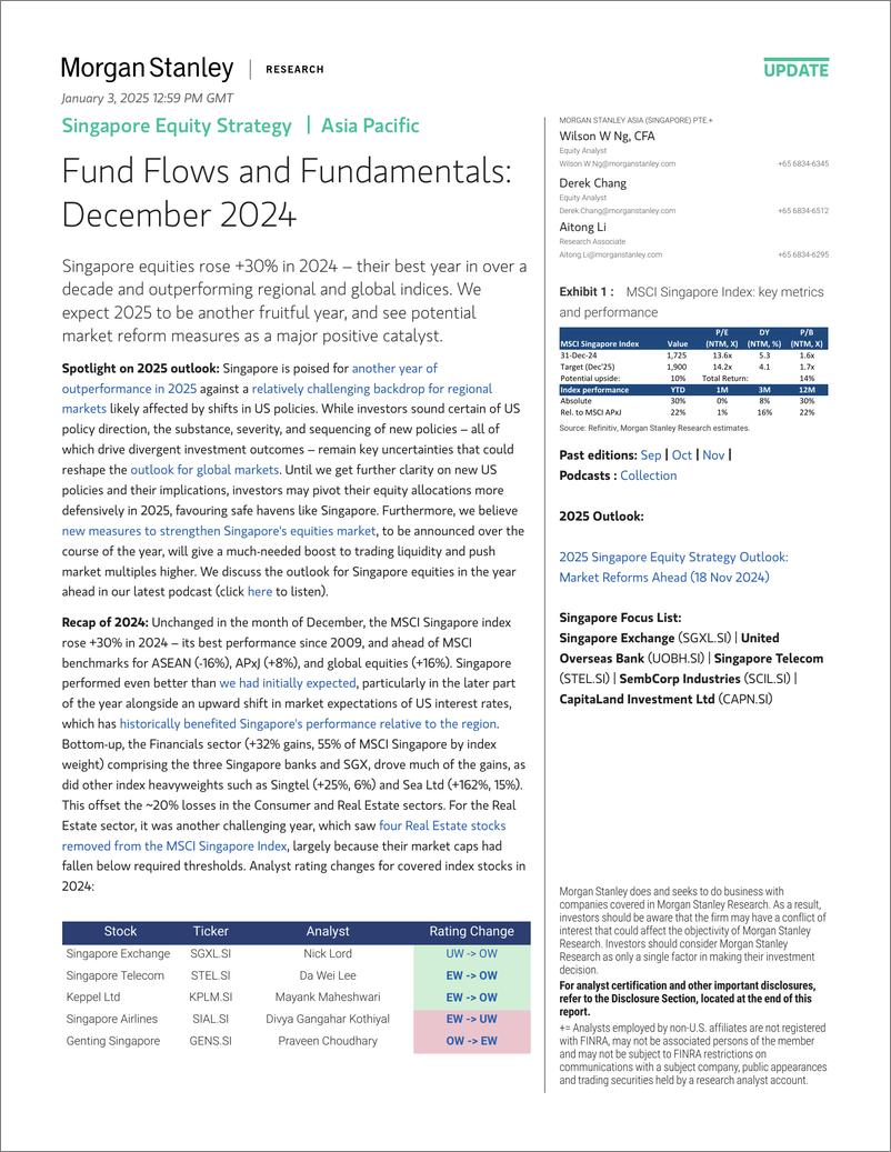 《Morgan Stanley-Singapore Equity Strategy Fund Flows and Fundamentals Dece...-112592054》 - 第1页预览图