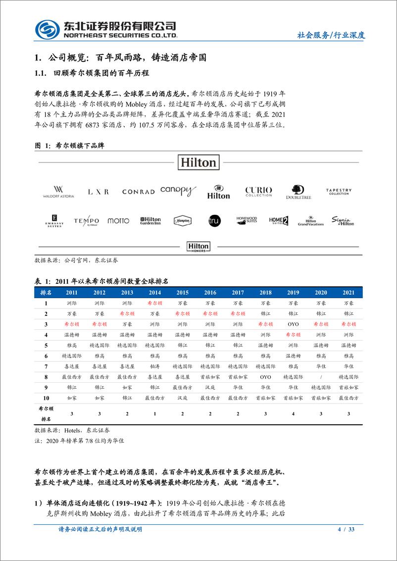 《社会服务行业酒店深度系列之四：复盘希尔顿百年荣光，酒店龙头如何走向辉煌-20221102-东北证券-33页》 - 第5页预览图