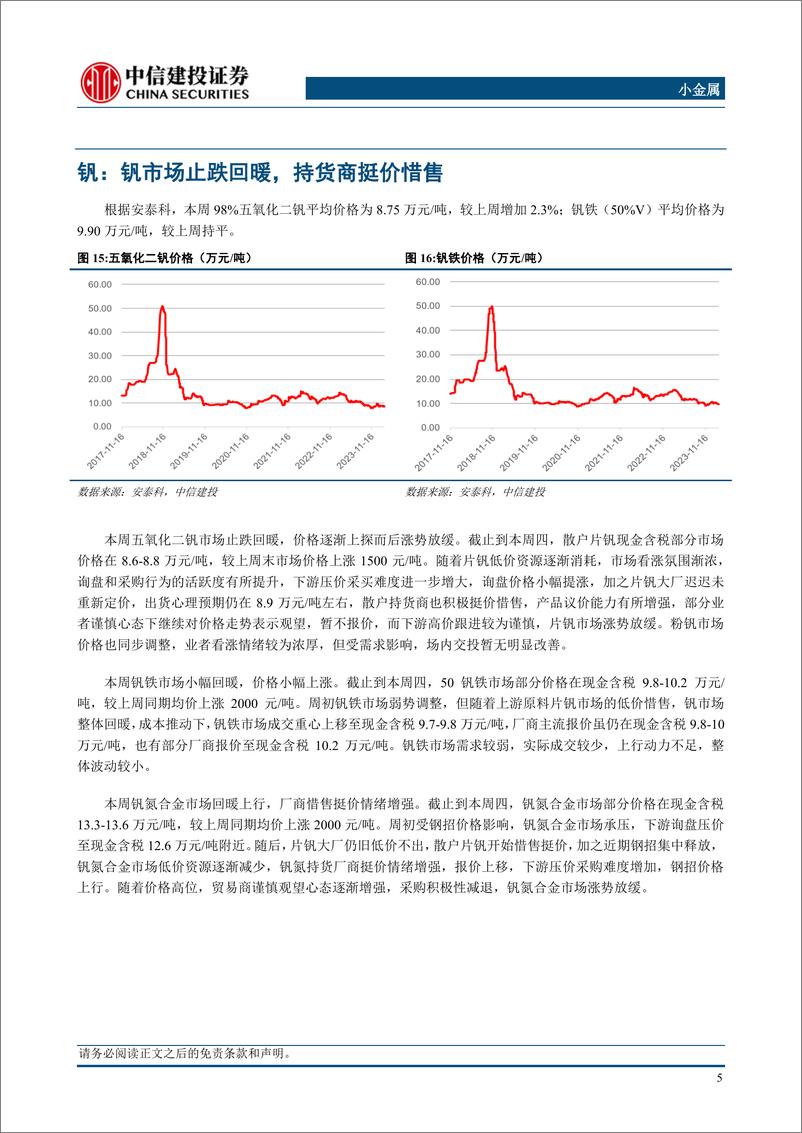 《小金属行业：需求强劲钼价稳步上涨，光伏组件排产提升锑价蓄势待发-240310-中信建投-10页》 - 第7页预览图