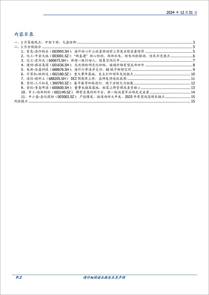 《1月策略观点与金股推荐：中枢下移，大盘防御-241231-国盛证券-16页》 - 第2页预览图