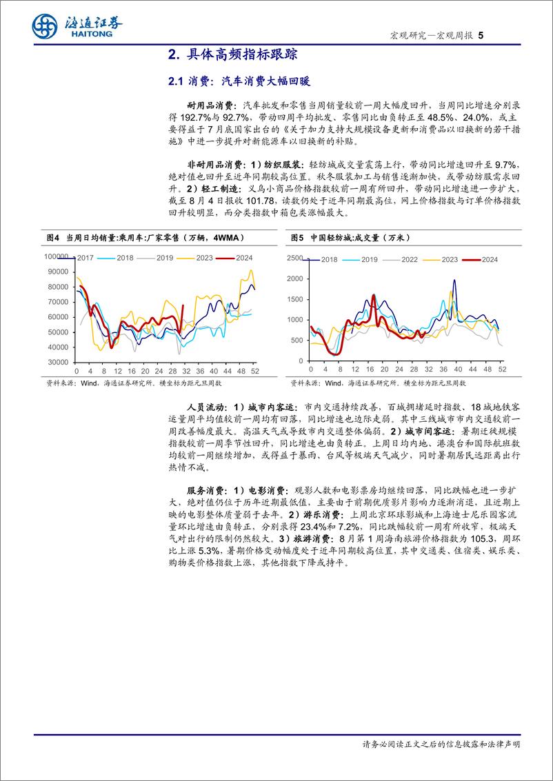 《国内高频指标跟踪(2024年第30期)：消费改善，地产回落-240811-海通证券-12页》 - 第5页预览图