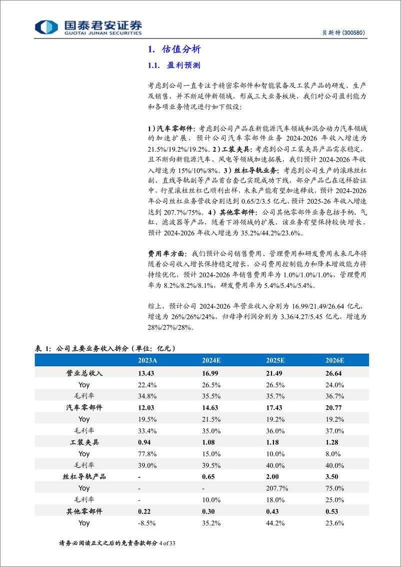 《国泰君安-贝斯特-300580-贝斯特首次覆盖报告：精密零部件龙头，切入丝杠赛道塑造第二成长曲线》 - 第4页预览图