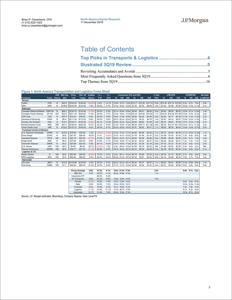 《J.P. 摩根-美股-交通运输与物流业-2019年Q3物流与交通运输业回顾：主题、问题与顶级选择-2019.11.11-23页》 - 第4页预览图