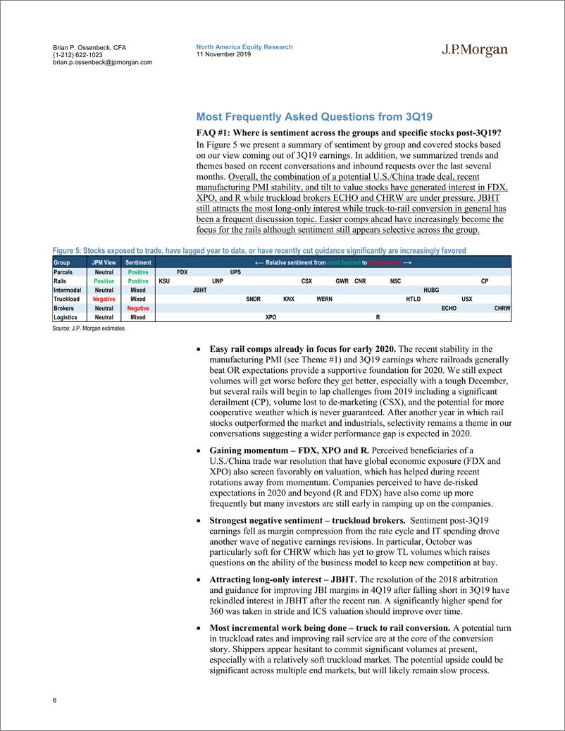 《J.P. 摩根-美股-交通运输与物流业-2019年Q3物流与交通运输业回顾：主题、问题与顶级选择-2019.11.11-23页》 - 第7页预览图