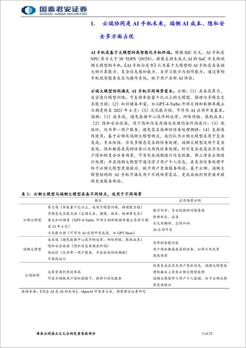 《2024电子元器件行业报告：AI手机走向AIOS，系统级AI定位端侧智能助理》 - 第3页预览图