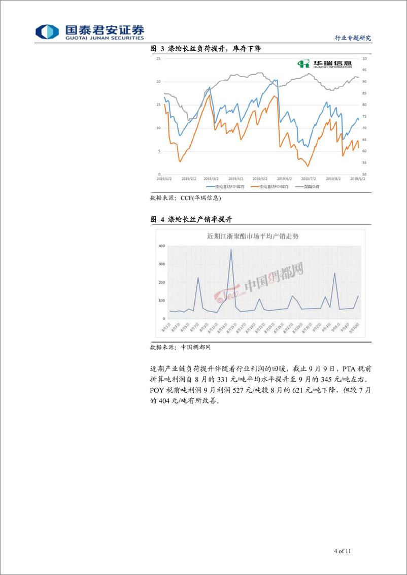 《石油与天然气行业：聚酯长丝进入需求旺季，产业链负荷提升-20190916-国泰君安-11页》 - 第5页预览图