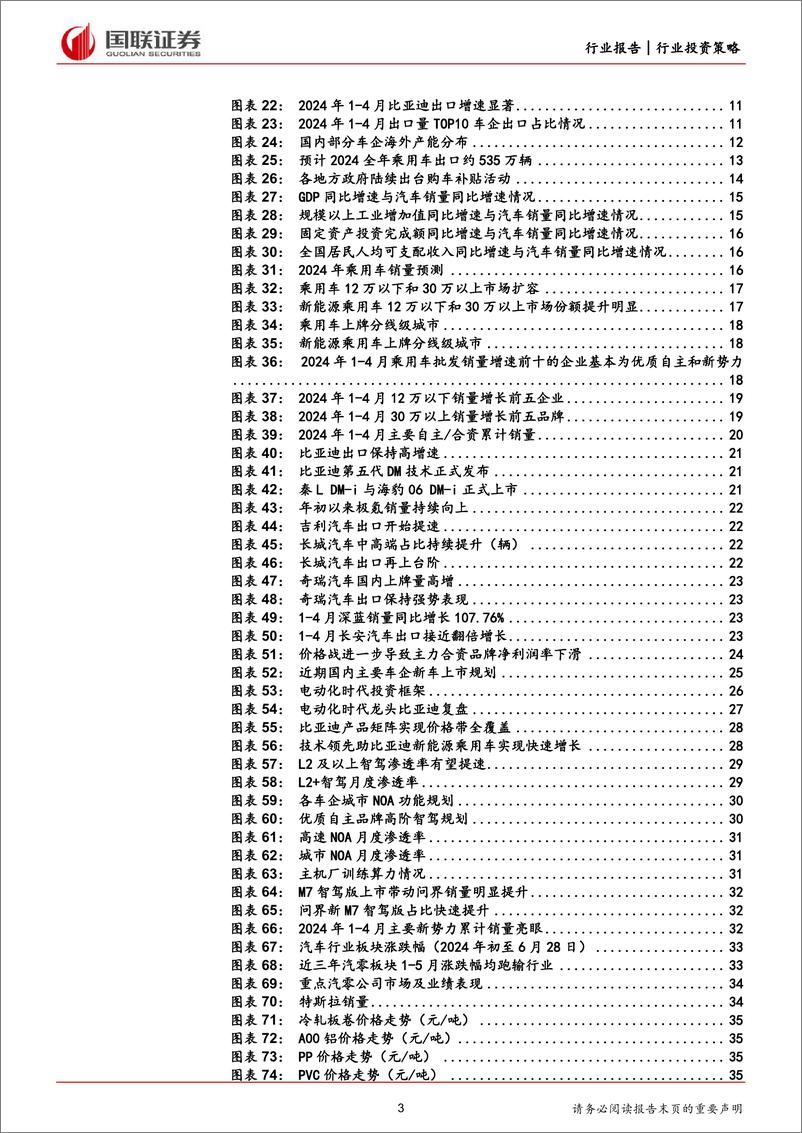 《汽车行业投资策略：智电加速升级，龙头行稳致远-240708-国联证券-58页》 - 第3页预览图