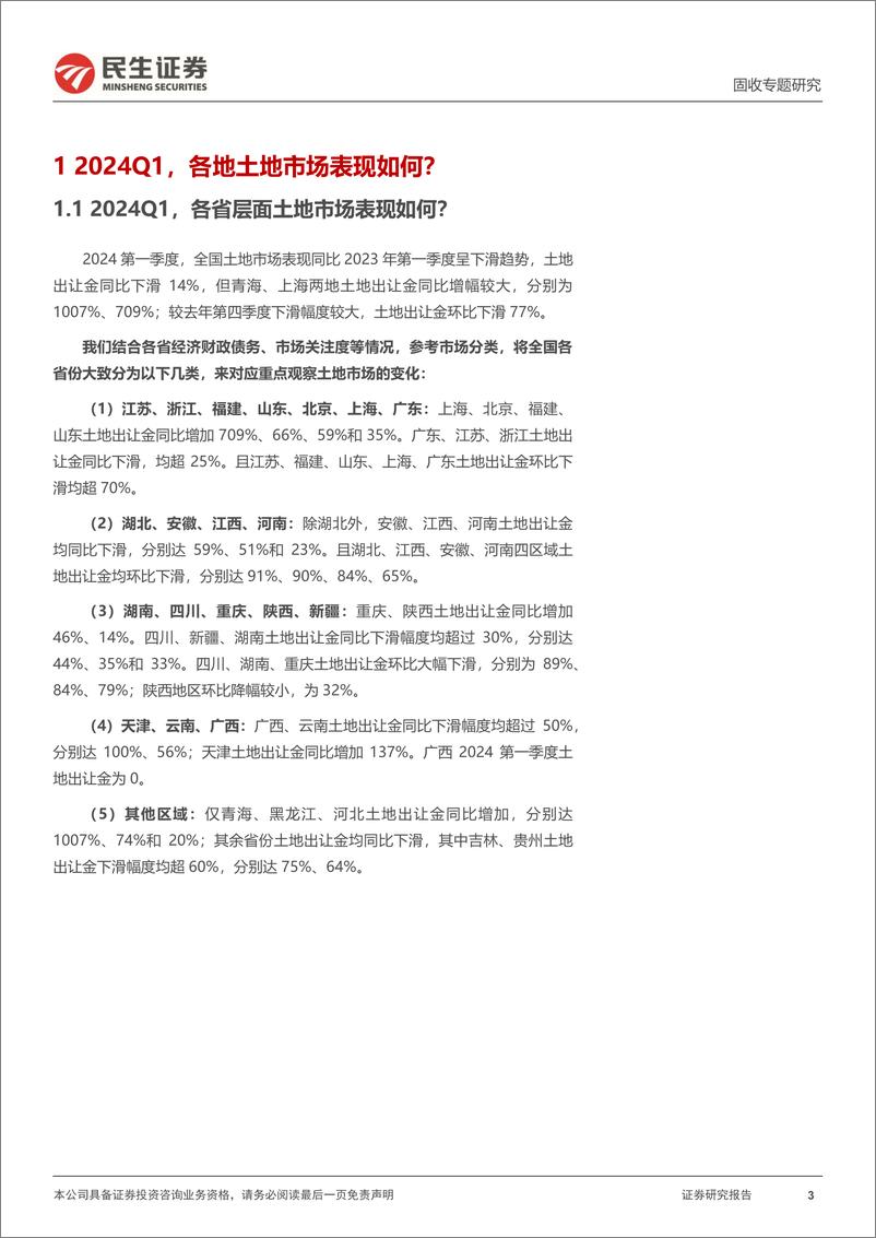 《土地市场跟踪系列专题：2024Q1，土地市场表现如何？-240422-民生证券-24页》 - 第3页预览图