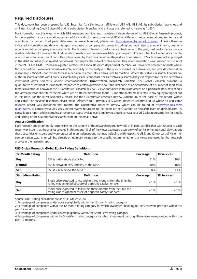 《UBS Equities-China Banks _Q124 Preview Widening divergence; Be selective...-107451688》 - 第8页预览图