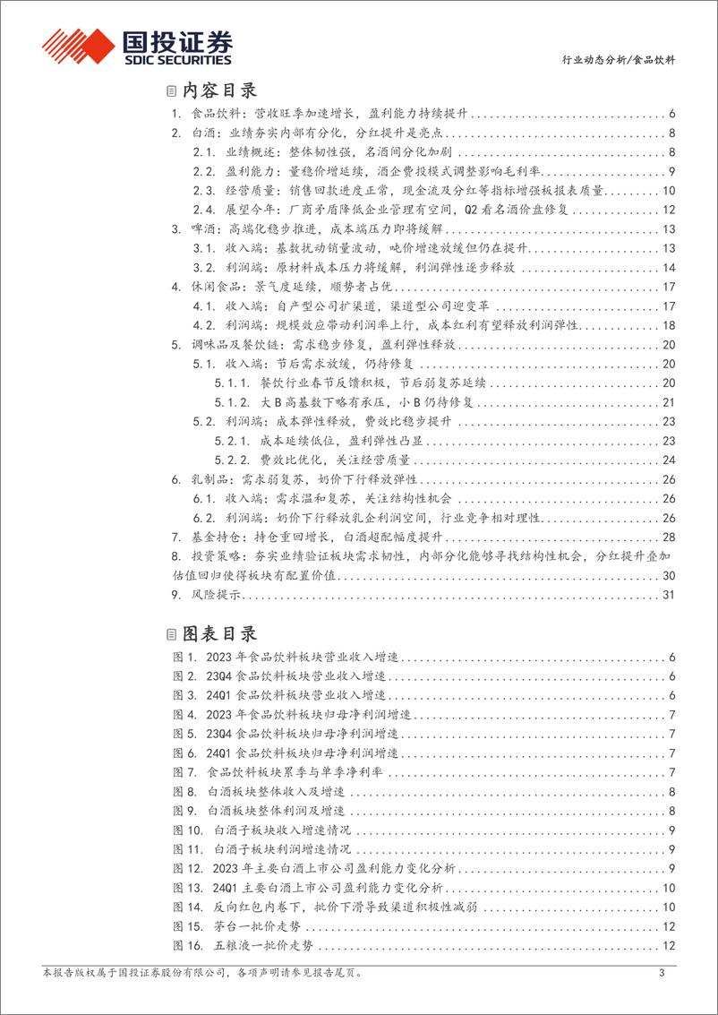 《食品饮料行业板块2023年%2624Q1业绩综述：业绩存韧性内部有分化，分红提升经营质量改善-240506-国投证券-33页》 - 第3页预览图