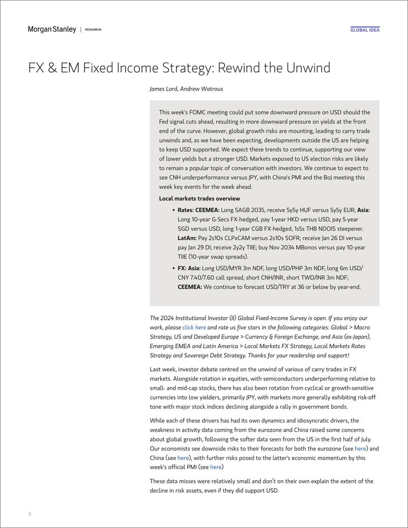 《Morgan Stanley Fixed-Global EM Strategist Hedging Requests-109492769》 - 第2页预览图