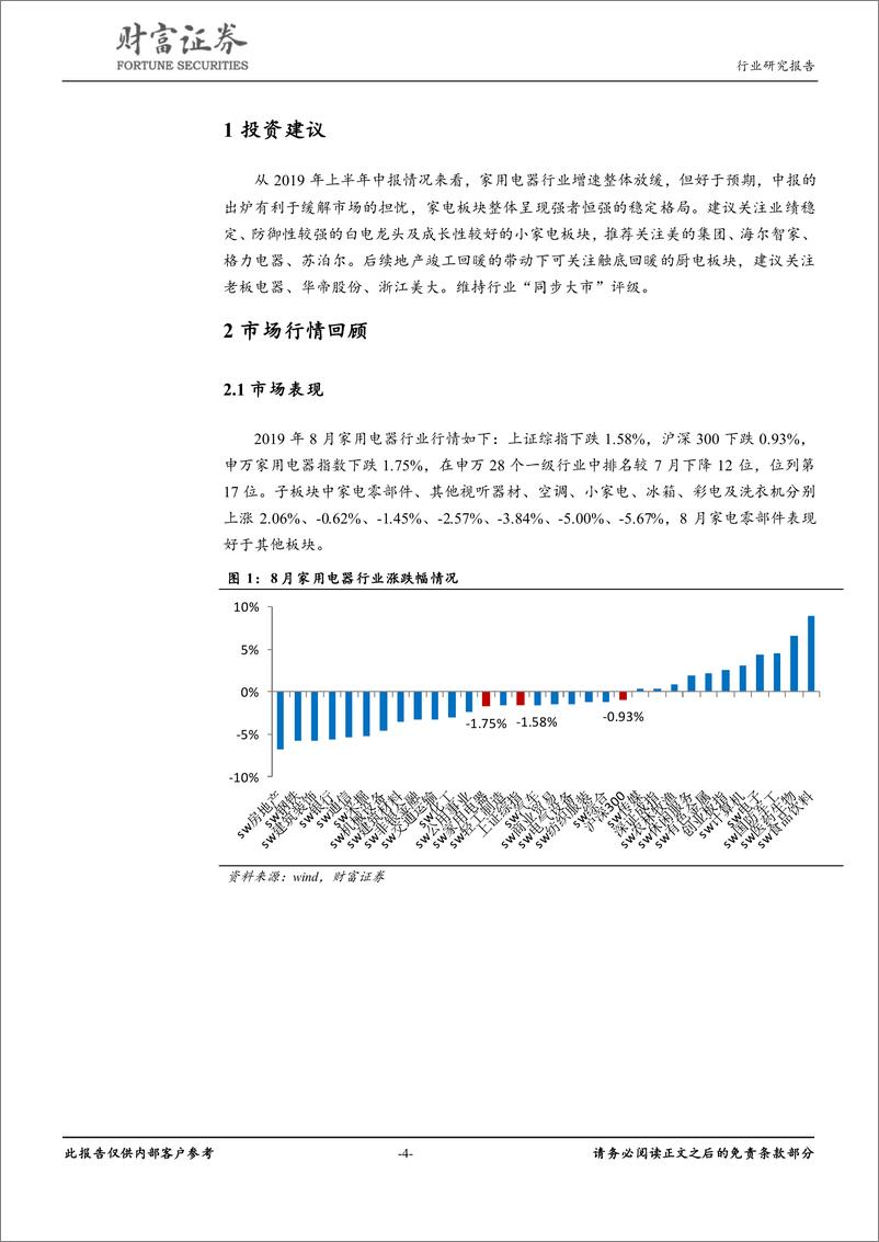 《家用电器行业2019年8月月报：强者恒强格局稳定，白电龙头优势牢固-20190905-财富证券-15页》 - 第5页预览图