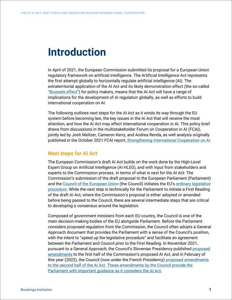 布鲁金斯学会-《欧盟人工智能法》：在人工智能领域建立国际合作的下一步和问题（英）-2022.5-8页 - 第3页预览图