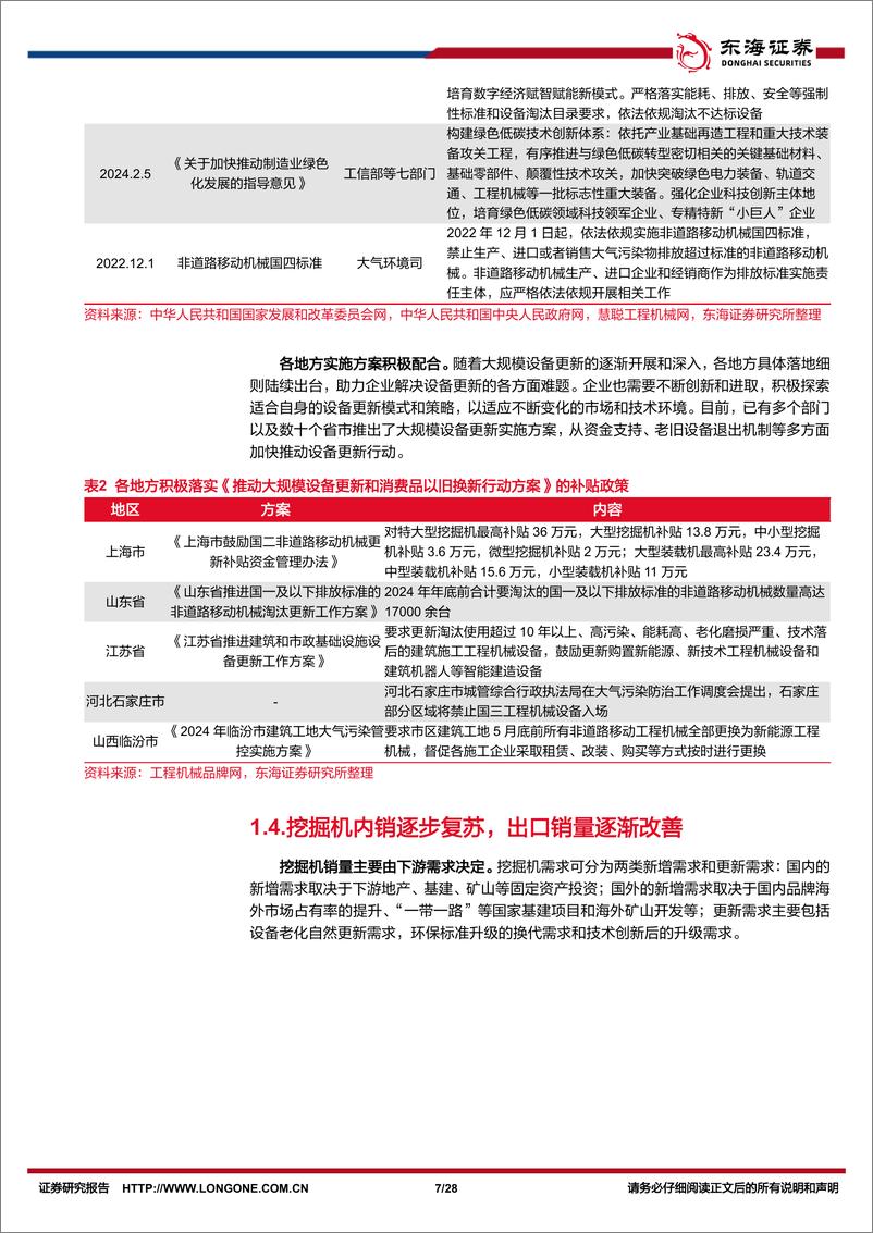 《机械设备行业深度报告：把握国产挖掘机“全球化%2b电动化”机遇-240822-东海证券-28页》 - 第7页预览图