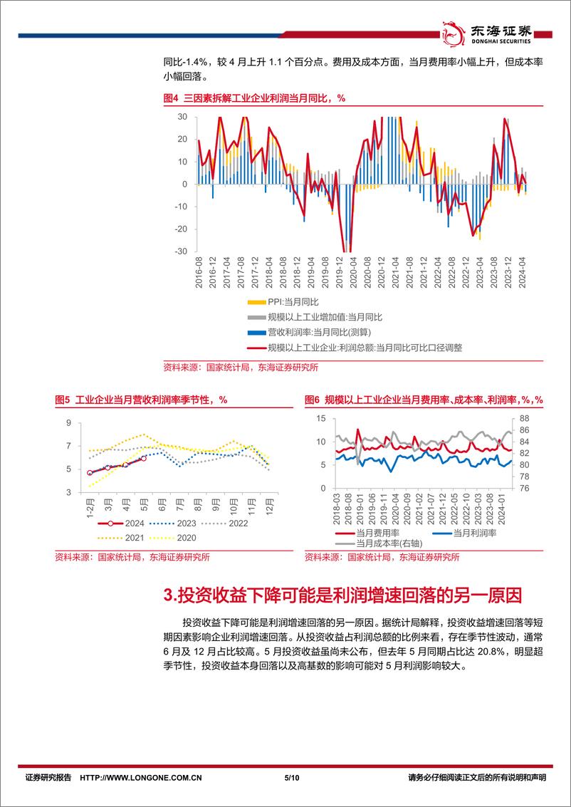 《国内观察：2024年5月工业企业利润数据，企业利润回落的两大原因-240628-东海证券-10页》 - 第5页预览图