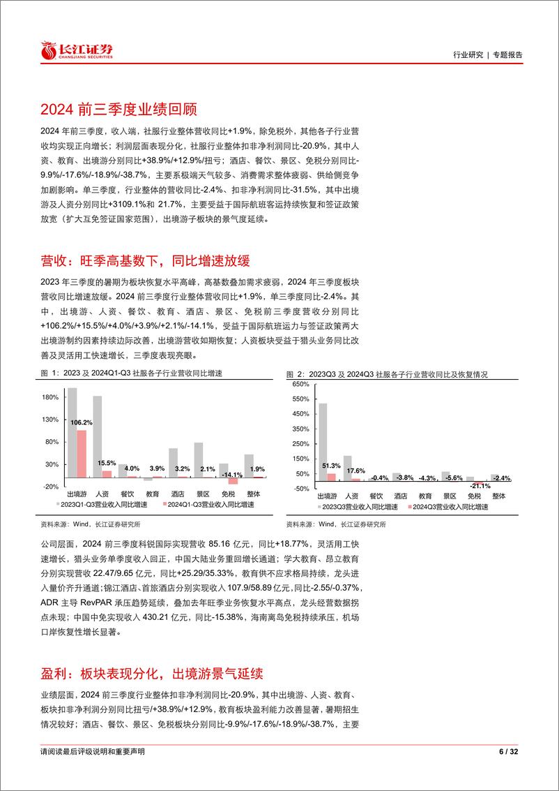 《社会服务行业2024三季度业绩综述：消费下沉，板块分化-241111-长江证券-32页》 - 第5页预览图