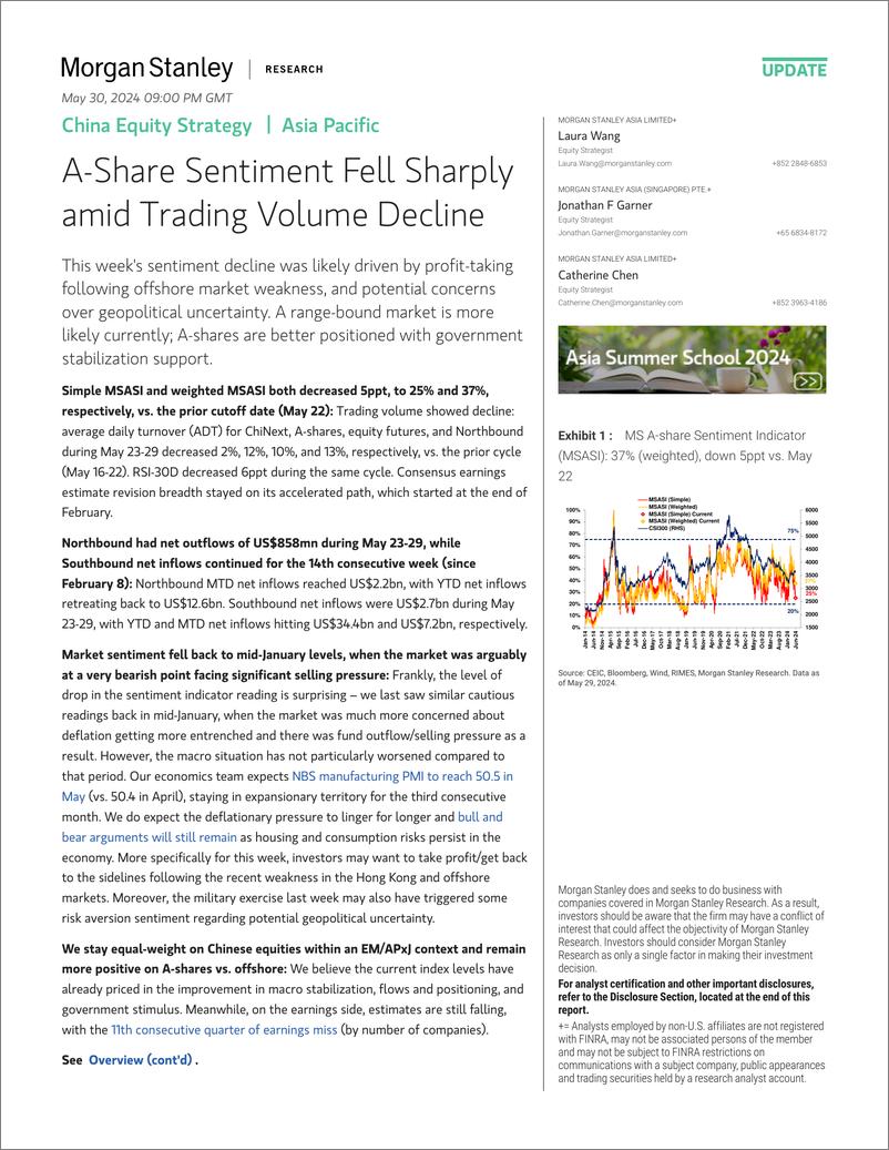 《Morgan Stanley-China Equity Strategy A-Share Sentiment Fell Sharply amid T...-108461794》 - 第1页预览图