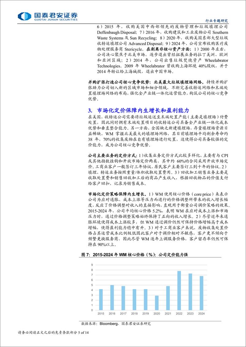 《环保行业美国废物管理公司(Waste＋Management)的发展启示录：持续并购%26分红，北美固废龙头成长复盘-250105-国泰君安-14页》 - 第5页预览图