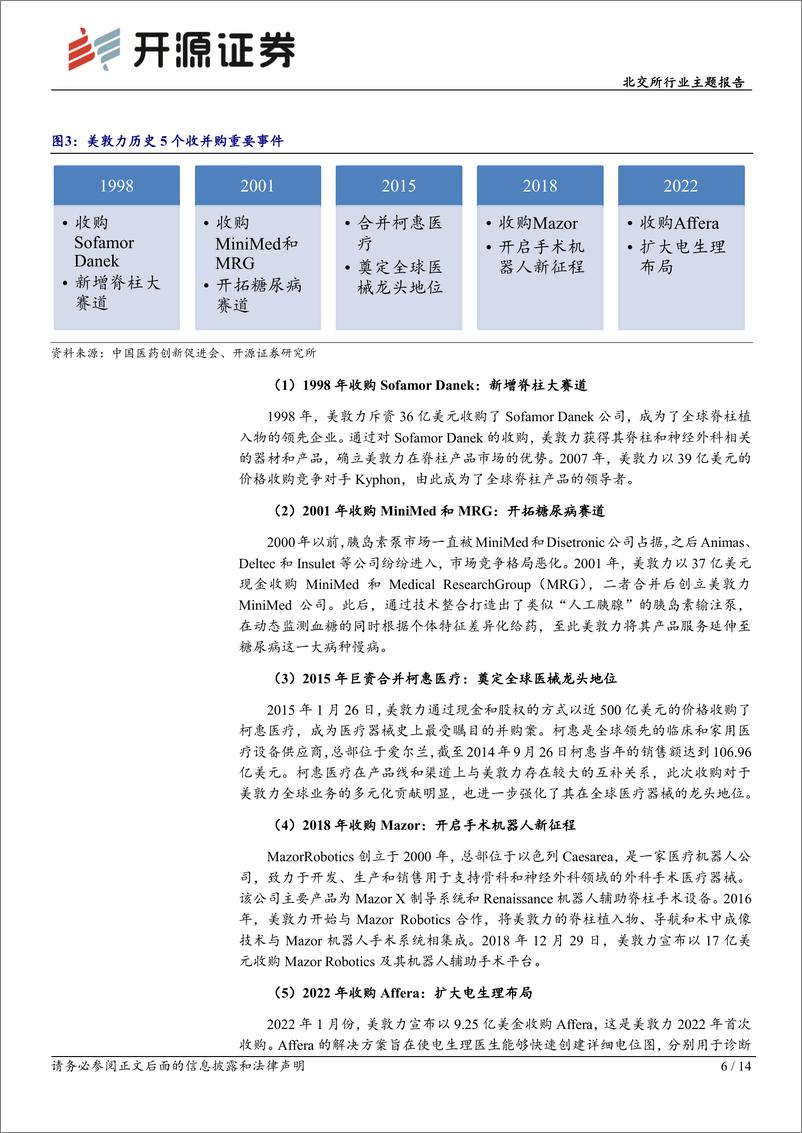 《北交所行业主题报告：从全球医疗器械龙头美敦力，看如何通过跨赛道并购成长-250217-开源证券-14页》 - 第6页预览图