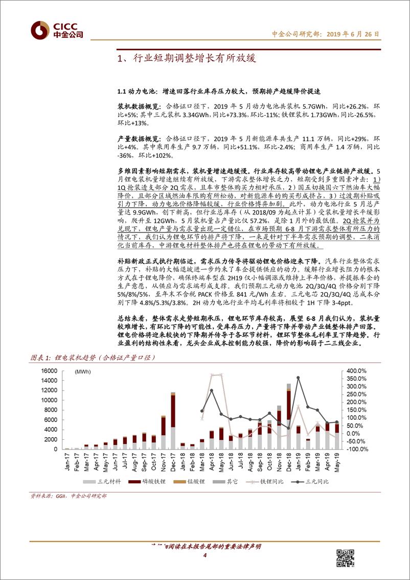 《电力电气设备行业：新能源车月度观察，行业短期主动去库存，增长有所放缓-20190626-中金公司-20页》 - 第5页预览图