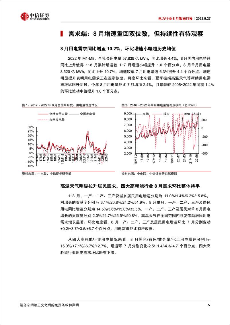 《电力行业8月数据月报：8月需求持续复苏，居民用电增长贡献突出-20220927-中信证券-17页》 - 第6页预览图