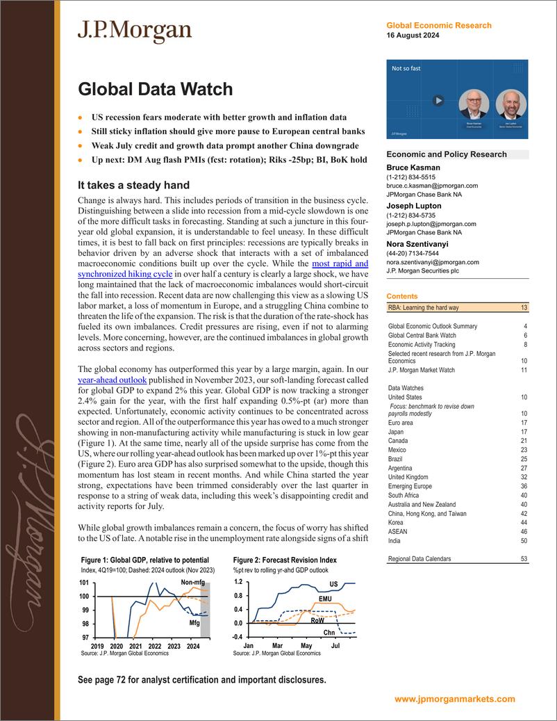 《JPMorgan Econ  FI-Global Data Watch It takes a steady hand-109894445》 - 第1页预览图