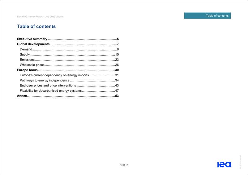 《电力市场报告+-+2022+年+7+月ElectricityMarketReport-July2022（IEA英文原版）-62页》 - 第5页预览图