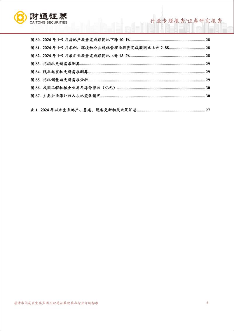 《工程机械行业2024年三季报业绩综述：土方机械恢复较快增长，行业拐点渐行渐近-241111-财通证券-33页》 - 第5页预览图