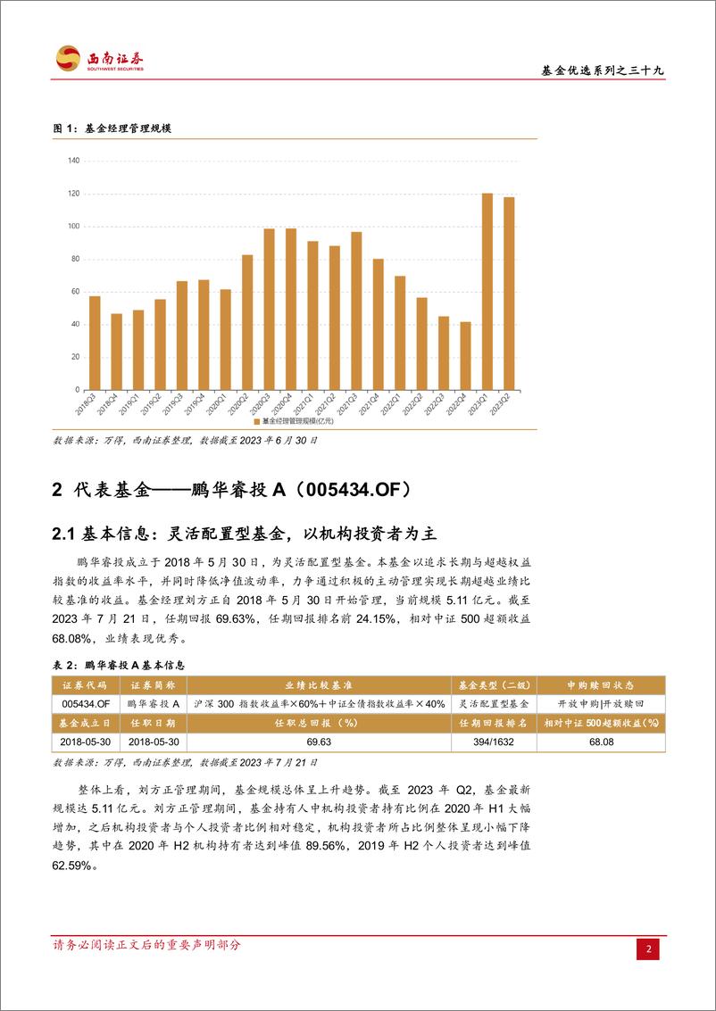 《基金优选系列之三十九：鹏华基金刘方正，注重股债组合投资效率，锚定中证500追求个股超额-20230819-西南证券-25页》 - 第8页预览图