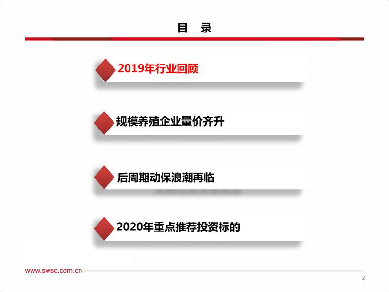 《农业行业2020年投资策略：规模养殖企业迎量价齐升，后周期动保浪潮再临-20191230-西南证券-30页》 - 第4页预览图