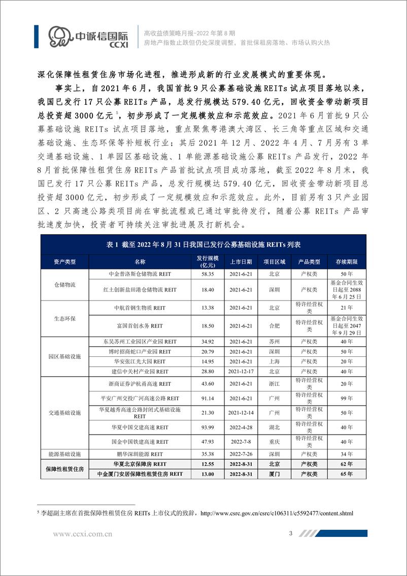 《中诚信-【2022年8月高收益债策略月报】房地产净价指数止跌但仍处深度调整，首批保租房REITs落地、市场认购火热-15页》 - 第4页预览图