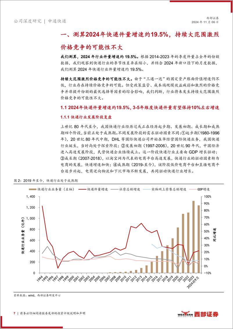 《申通快递(002468)首次覆盖报告：管理改善与产能提升并举，公司处不断改善通道中-241106-西部证券-28页》 - 第7页预览图