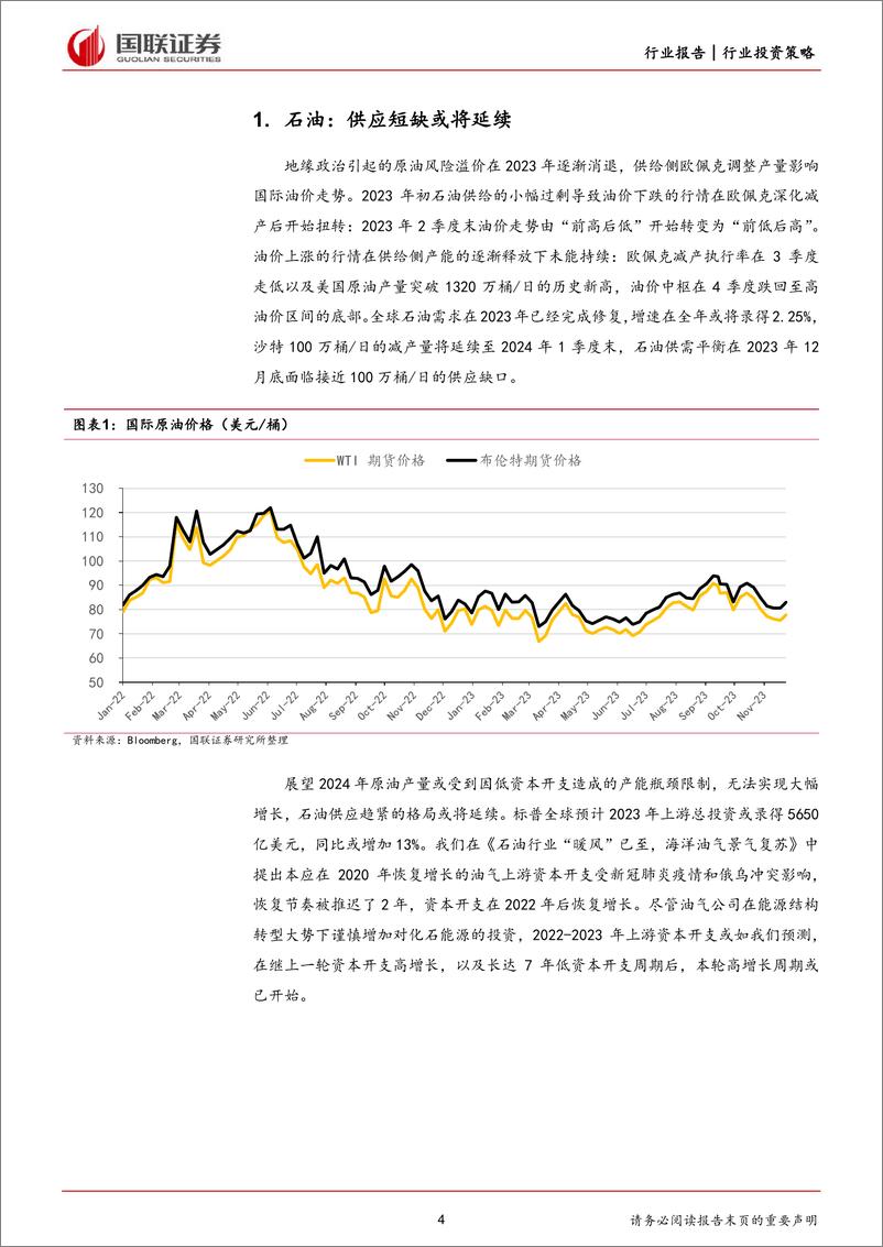 《石油石化2024年投资策略：紧抓上游资源与消费降级两条主线-国联证券》 - 第4页预览图