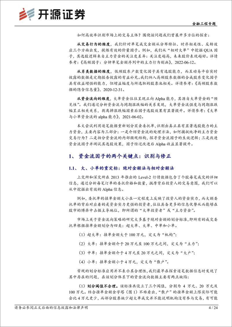 《市场微观结构研究系列（16）：大小单重定标与资金流因子改进-20220904-开源证券-24页》 - 第5页预览图