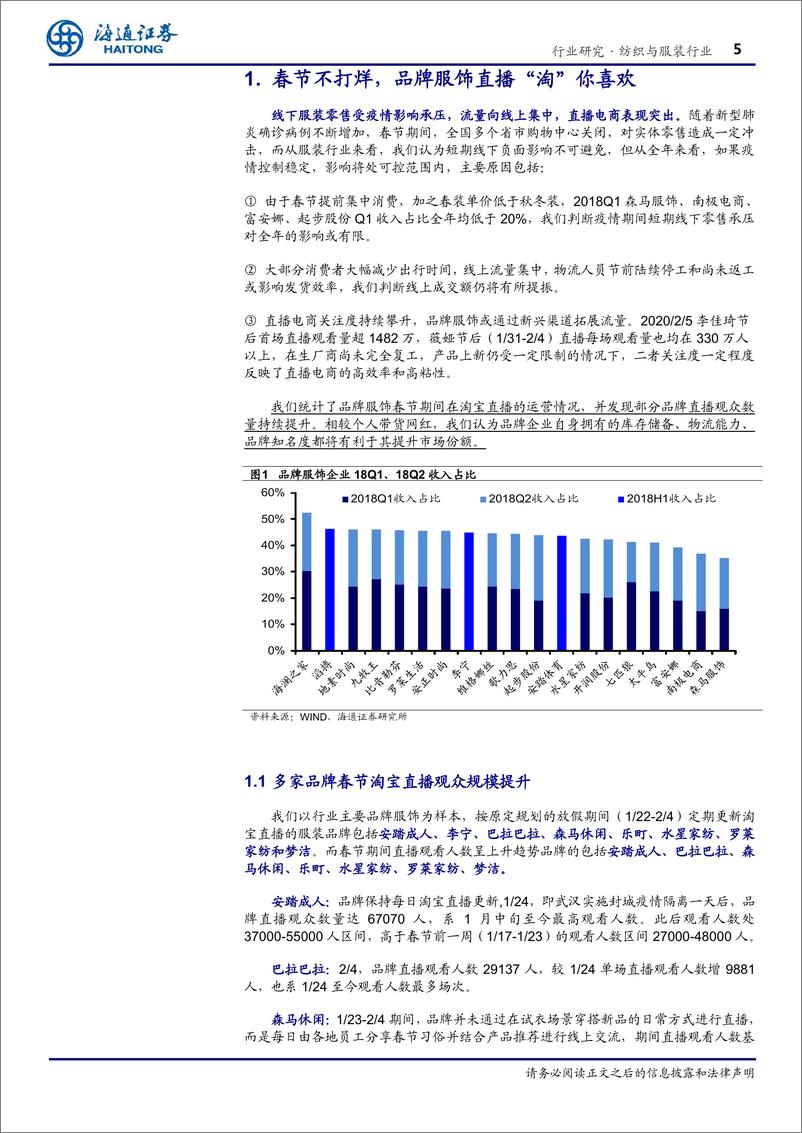 《纺织与服装行业专题报告：直播电商引领行业“宅消费”-20200218-海通证券-17页》 - 第6页预览图