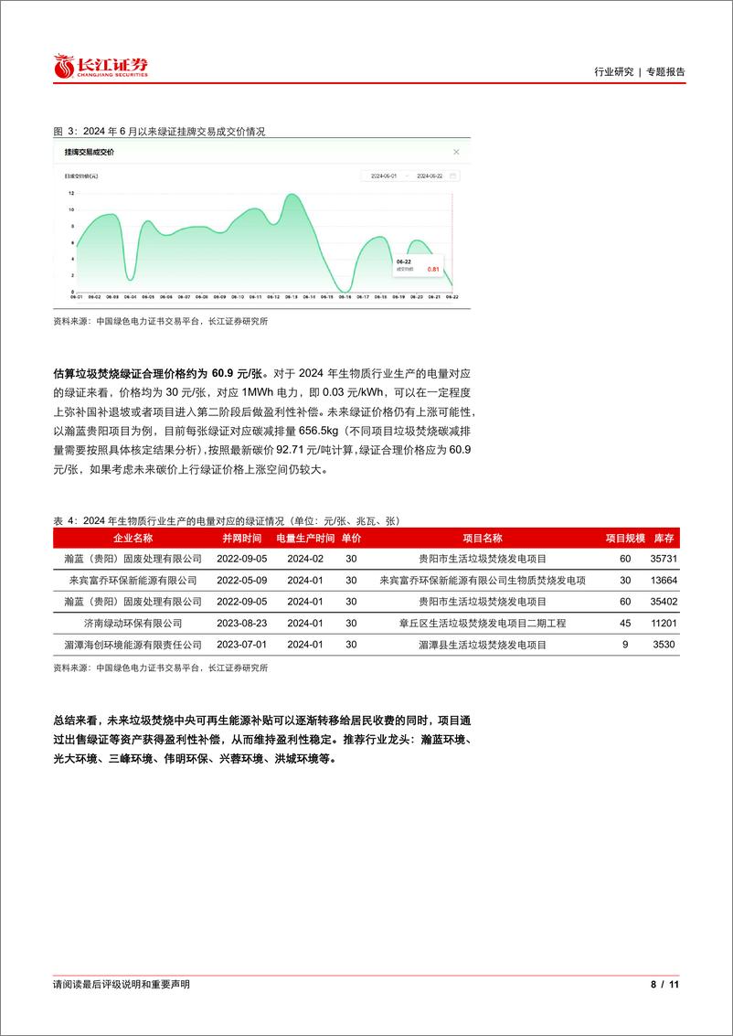 《环保行业：使用者付费%2b绿证保障垃圾焚烧企业盈利稳定-240624-长江证券-11页》 - 第8页预览图